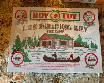 Roy Toy NIB Log Building Camp Set