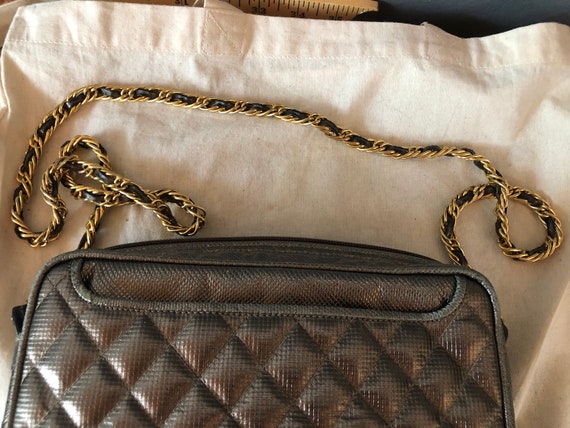 Varon Handbags Vintage metallic gold leather Chan… - image 7