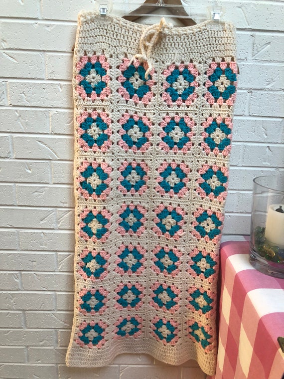 Handmade crocheted vintage Boho granny square maxi