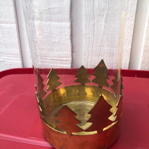Vintage Brass candle holder with glass hurricane