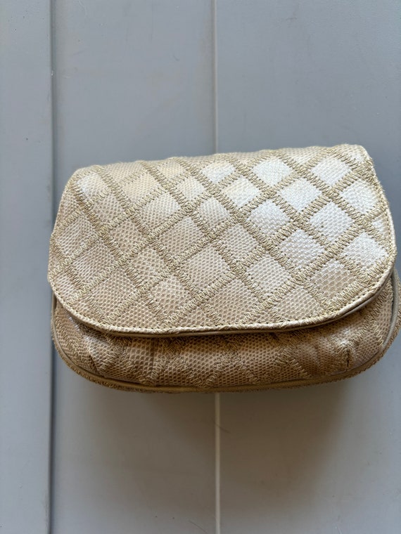 Varon Handbags NWOT vintage whipsnake beige clutch