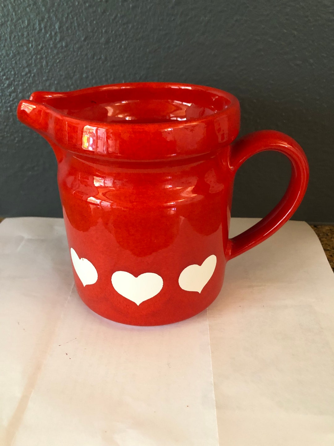 Waechtersbach Vintage Made in Germany Red With Heart Pitcher - Etsy