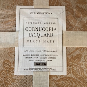 Williams Sonoma NWT set of 4 Cornucopia Jacquard placemats