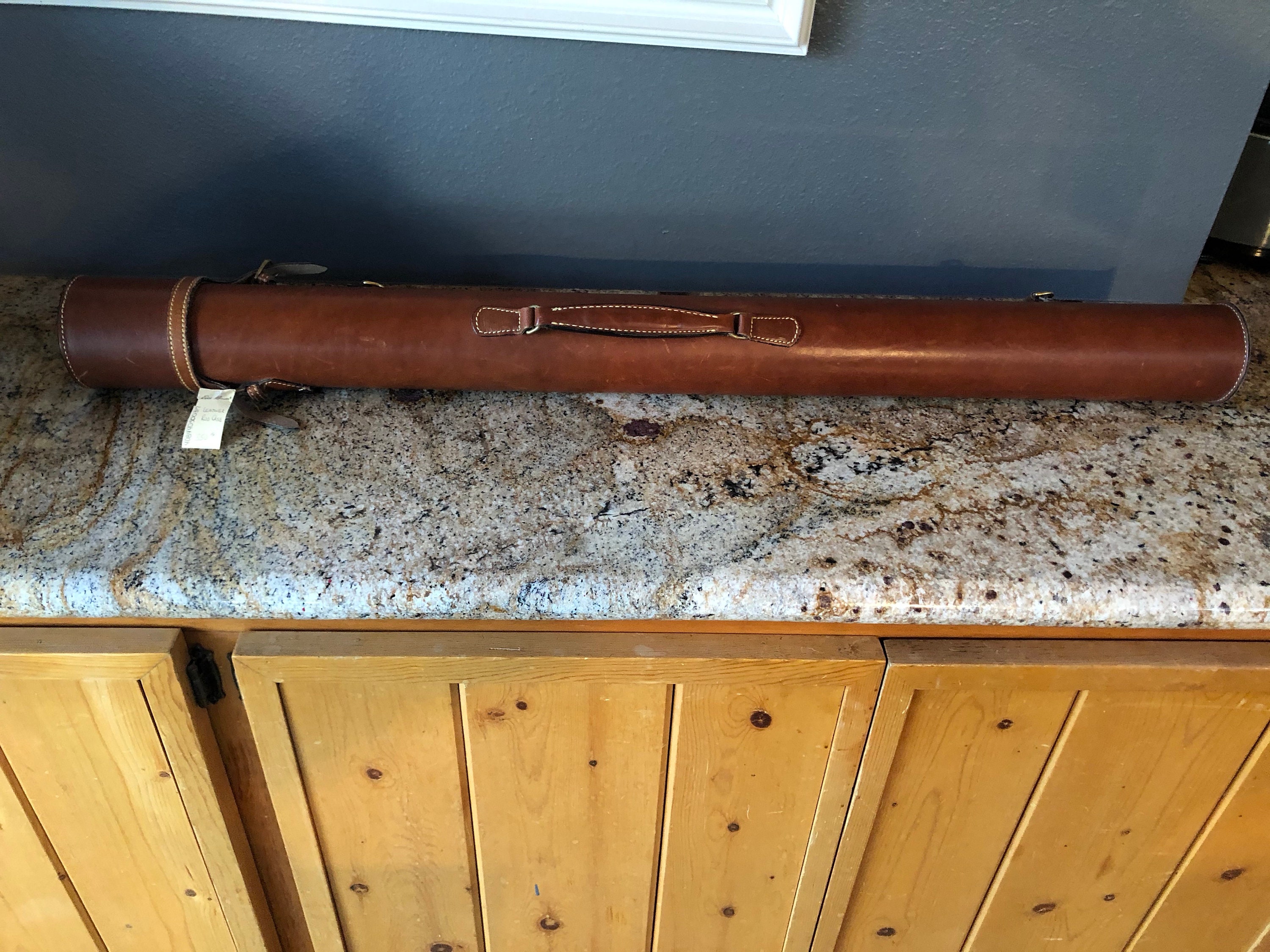 RARE Leather Vintage Fly Fishing Rod Carry Case 