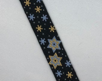 Seed bead Peyote stitched “Shining Stars” print Bracelet