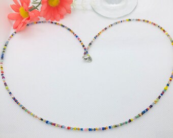 26 inch Seed bead multi color layering Necklace