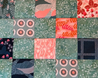 Machine Pieced Quilt Top: Cotton Fabrics 36” x 45” Country patchwork