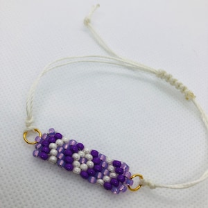 Seed bead friendship bracelet purple