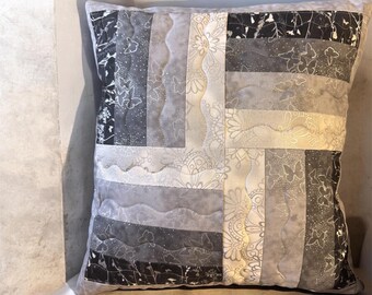 Black and white 18” throw pillow handmade