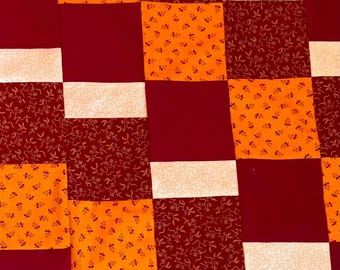 Machine Pieced Quilt Top: Cotton Fabrics 36” x 46” Country patchwork