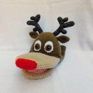 PATTERN PDF Hand Puppet Amigurumi Toy Crochet “Rudolph, the Reindeer” / Christmas / Santa Claus