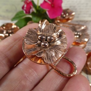 Copper Hair Pin, Hand Hammered Copper Flower Hair decoration,  Pony tail pin, hair Jewelry, Hair accessory, Hair stick     HP-17
