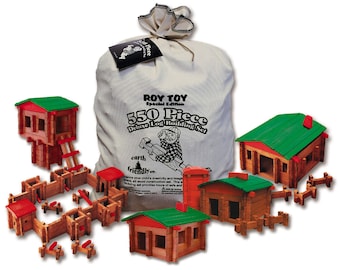 Roy Toy 550 pc. Deluxe Log Building set, Made in the USA