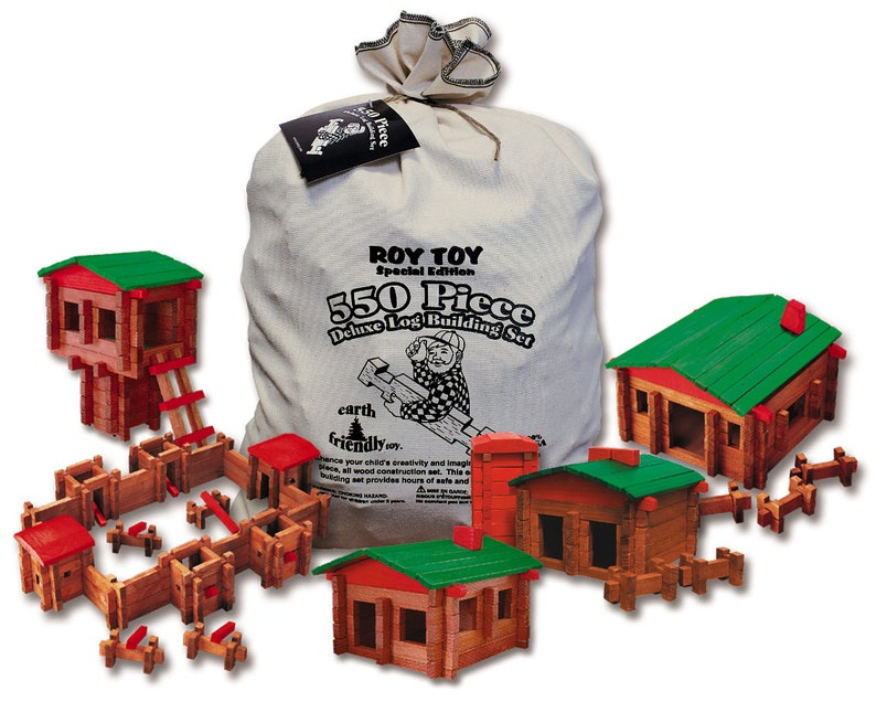 Roy Toy 550 pc. Deluxe Log Building set, Made in the USA image 1