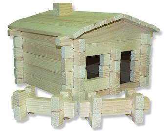 Roy Toy Earth Friendly 73 pc. Log Cabin Building Set, Made in the USA