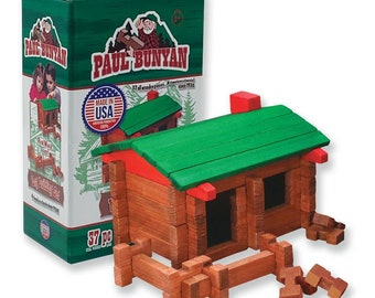 Paul Bunyan Log Cabin Building Set, Made in the USA, Ages 3 & Up