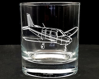 Piper PA28 Warrior Cherokee Aircraft 300ml 10oz Tumbler Whisky Glass - Birthday Christmas Pilot Aviation Gift