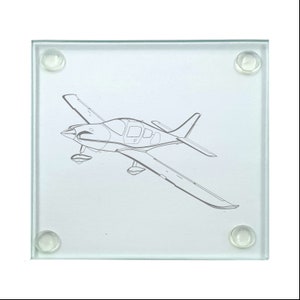 Cessna Columbia 350 Aircraft Glass Drinks Coaster - Perfect for Pilot, Simulator or Aviation Enthusiasts at Home Office Fly Club Bar