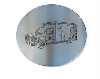 US EMS Ambulance Drinks Coaster Selection - EMT Emergency Medical Paramedic for Home Work Office Table - Presentation Box - Select Style