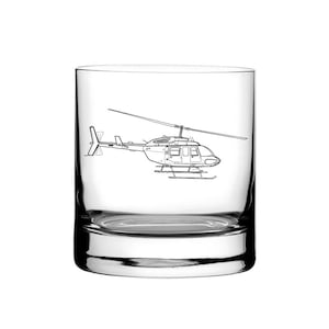 Bell Jet Long Ranger Helicopter Whisky Glass 300ml/10oz   - Superb Pilot Owner Police Retirement Birthday Wedding Gift