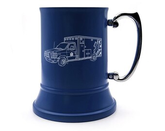 Personalised US EMS Ambulance Steel Tankard - 4 colours - Ideal Personalised Emergency Medical Retirement Wedding Birthday Gift