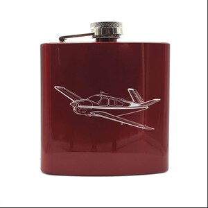 Personalised Beechcraft Bonanza Aircraft Hip Flask - 6oz- Stainless steel - Range of Colours - Perfect Pilots ATC Engineer Aviation Gift
