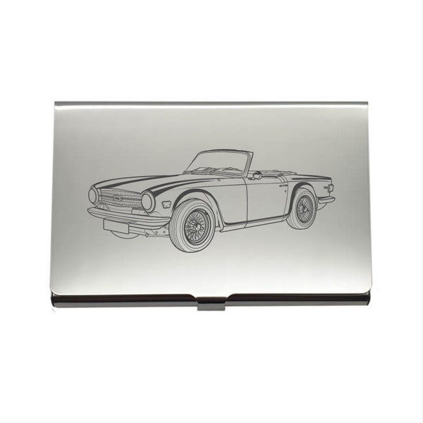 Vintage Triumph TR6 Car  Steel Credit Debit Business Card Holder - Classic Cars Sales Marketing Drivers Gift Idea