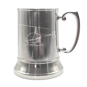 Personalised R22 Helicopter Stainless Steel Tankard - 4 Colours - Superb Pilots, Wedding Retirement Birthday Boxed Gift, Your Text Engraved