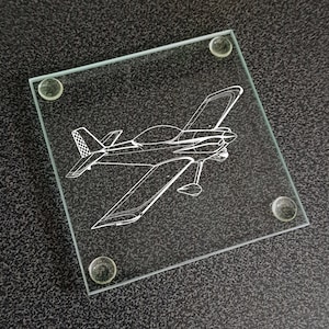 American Vans RV Aircraft Square Glass Drinks Table Coaster - Pilot Aviation Themed Boxed Gift for Home Office Work - RV4 RV6 RV10 Artworks