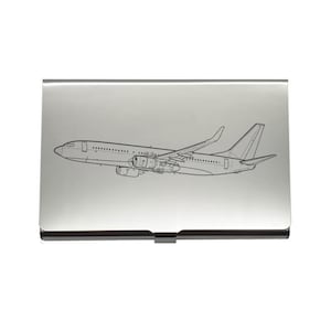 Porta-cartões de aço para aeronaves Boeing 737 personalizado - presente promocional perfeito para pilotos, entusiastas da aviação, aeromoça e muito mais