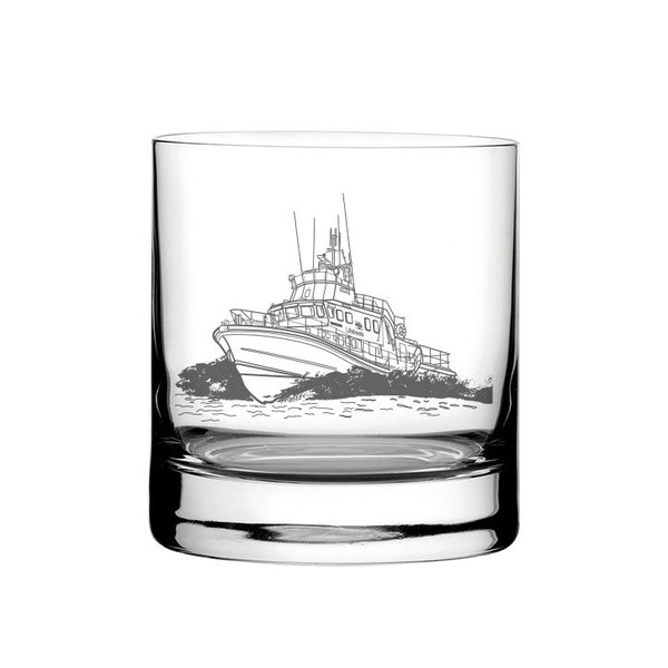 Personalised RNLI Lifeboat 300ml Tumbler Whisky Glass - Gift Boxed - Perfect  Natutical Themed Birthday Christmas Gift