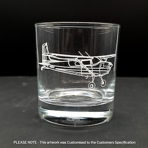 Cessna 180 Aircraft Glass 300ml 10.5oz Whisky Tumbler - Great Pilot Aircraft Mechanic Gift - Gift Boxed