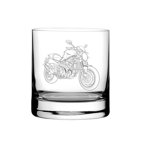 Personalised Ducati Monster Motorcycle Tumbler Glass - 300ml Whisky Spirts - Superb Bikers Sales Motorbike Whisky Gift