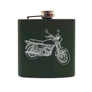 Suz GT250 Motorcycle 6oz Stainless Steel  Hip Flask - Choice of Colours - Superb Biker Riders Muscle Motorbike Birthday Wedding Gift