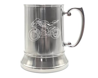 Personalised Yamaha R6 Motorcycle Stainless Steel Tankard - Four Colours to Choose - Super Bikers, Wedding, Retirement, Birthday Gift