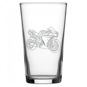 Personalised Yamaha YZF R1 Motorcycle Conical Beer Glass - Superb Bikers Motorbike Riders Themed Birthday Wedding Gift Idea