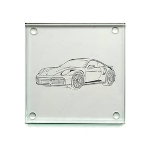 Personalise 911 Sports Car Drinks Coaster - US Driver Enthusiast Home Office Work Automotive Themed Gift Idea
