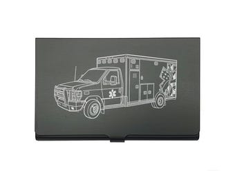 US EMS Ambulance Business Card Holder – EMT Emergency Medical Paramedic Gift Idea - Presentation Box - Select Style