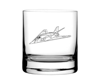 F117 Nighthawk Aircraft Tumbler Glass | Military Aviation Pilot Gift Birthday, Christmas, Wedding, Retirement | Select Style