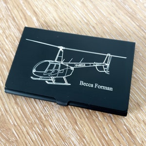 Robinson R44 Helikopter Black Credit Debit Visitekaarthouder - Superb Personal Flying Tour Company Marketing Pilot Gift Idea