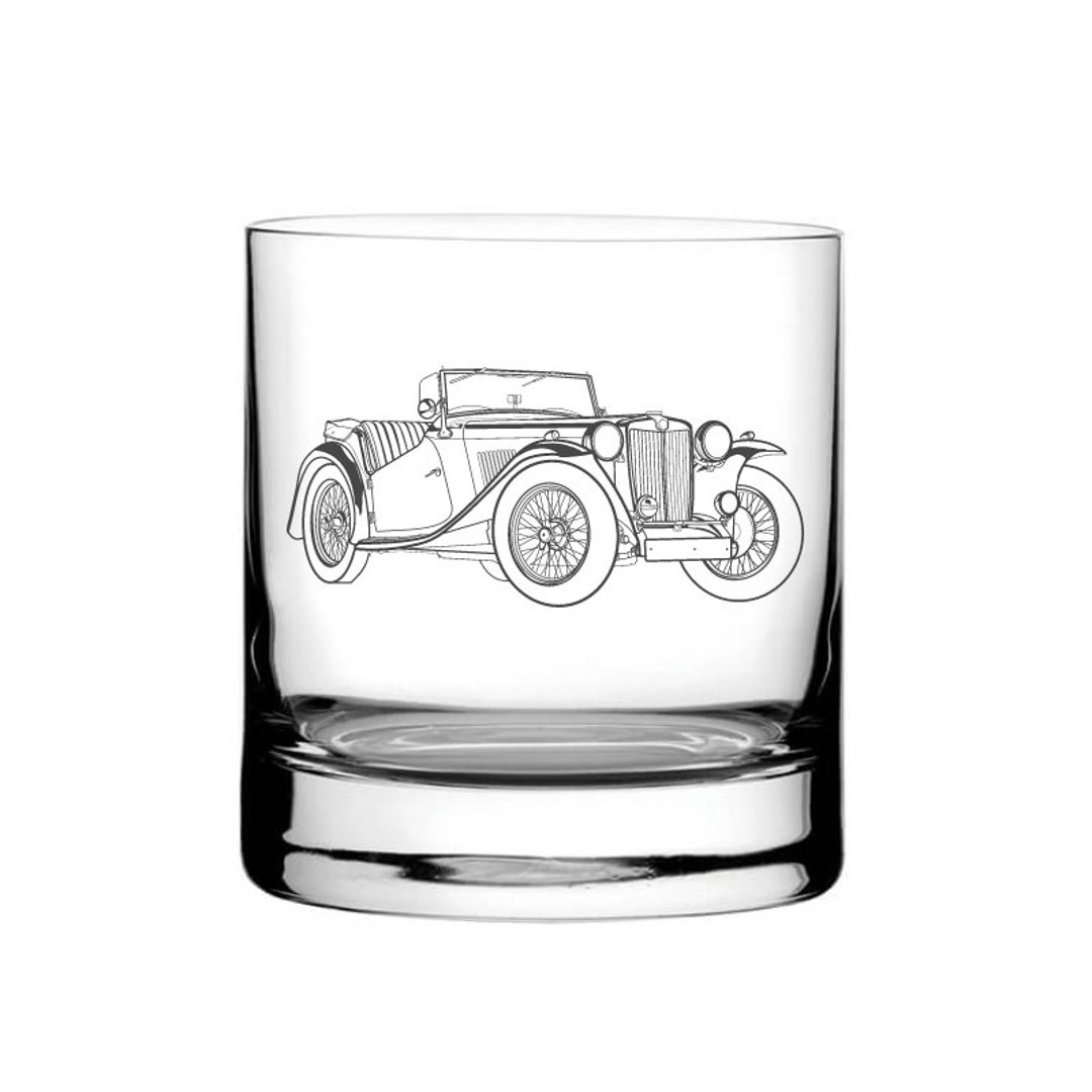 Whisky　TC　Vintage　1946　Etsy　日本　MG　Car　Glass　Tumbler　Water　EnF