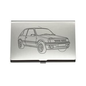 Gepersonaliseerde Peugeot 205 GTI Car Steel Business Credit Card Holder - Vintage Rally Sales Car Enthusiast Promotional Marketing