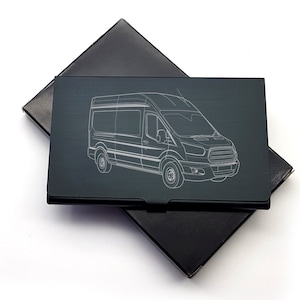 Personalisierte Transit Van Schwarz Visitenkartenhalter - Business Selbständig Marketing Kurierfahrer Van Hire Sales Geschenkidee