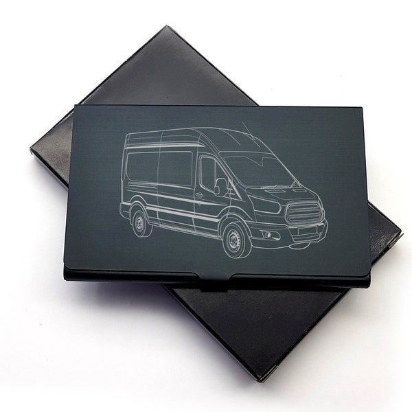 Personalised  Transit Van Black Business Card Holder - Business Self Employed Marketting Courier Driver Van Hire Sales Gift Idea