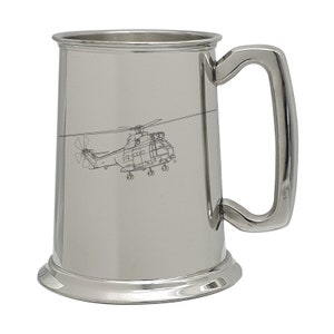 Puma Helicopter One Pint Pewter Tankard - Military Helicopter Pilot Engineer Army Air Force Gift Award - Select Tankard Style