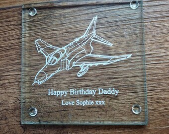 Posavasos personalizados con diseño del avión F4 Phantom - Regalo ideal para pilotos de aviación - Caja de presentación - Elige tu estilo