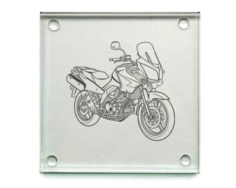 Selezione di sottobicchieri per motociclette Suz V-Strom 650 - Regalo per motociclisti per casa, ufficio, lavoro - Scatola di presentazione - Seleziona stile