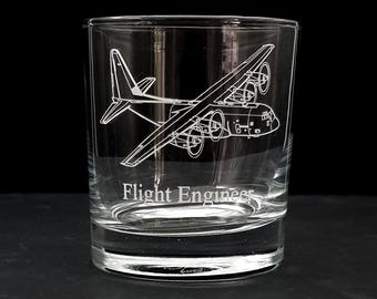 Lockheed C130 Hercules Aircraft Tumbler Glass | Military Aviation Pilot Gift Birthday, Christmas, Wedding, Retirement | Select Style