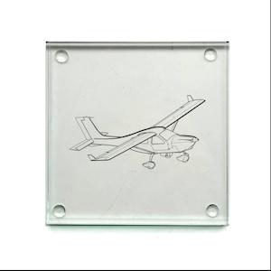 Personalised Jabiru J230 Aircraft Glass Drinks Coaster -  Perfect for Pilot, Simulator or Aviation Enthusiasts at Home Office Flying Club