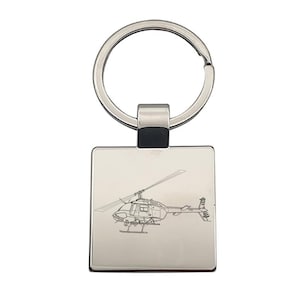 Personalised Bell Jet Ranger Police Helicopter Keyring  - Choose Design - Rotor Pilot Aviation Themed House Keys Keychain Work Office Gift